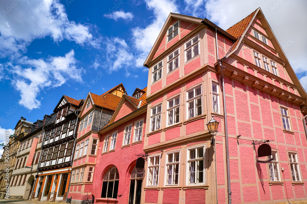 Quedlinburg city facades in Harz Germany