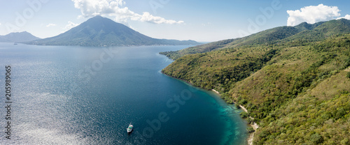 Fototapeta Naklejka Na Ścianę i Meble -  Aerial View of Volcanic Islands and Reef Near Flores, Indonesia