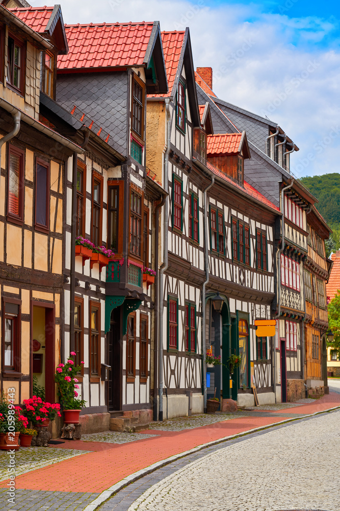 Obraz premium Stolberg facades in Harz mountains Germany