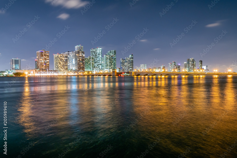 Miami Cityscape Reflections in Biscayne Bay