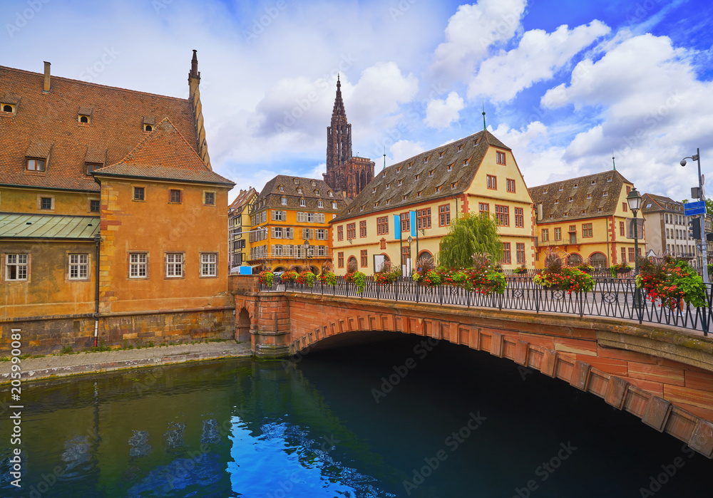 Strasbourg city facades and river Alsace France