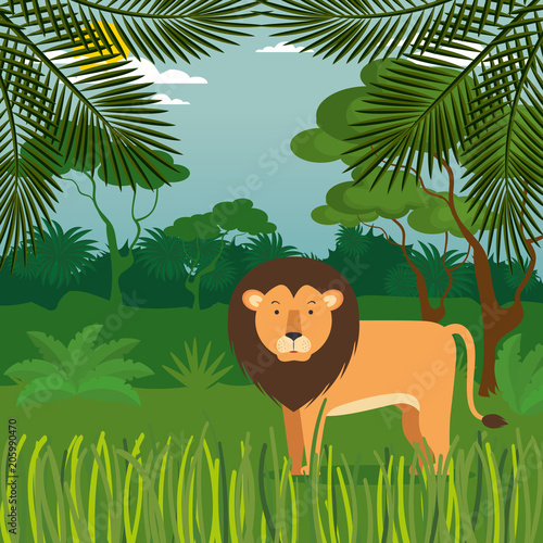 wild in the jungle scene vector illustration design