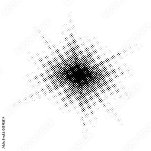 Star shaped abstract dotted pop art style grain design symbol