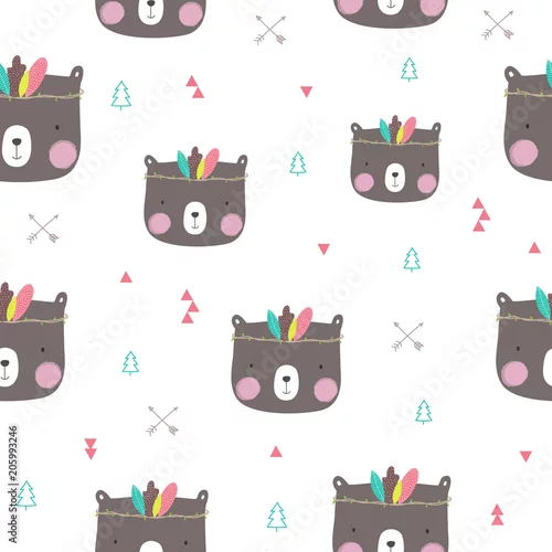 Tapety Wzór z słodki Miś. Ilustracji wektorowych.