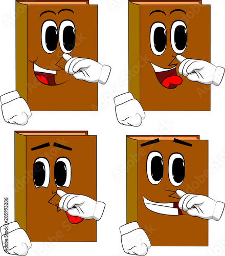 Books with symphaty. Cartoon book collection with happy faces. Expressions vector set.
