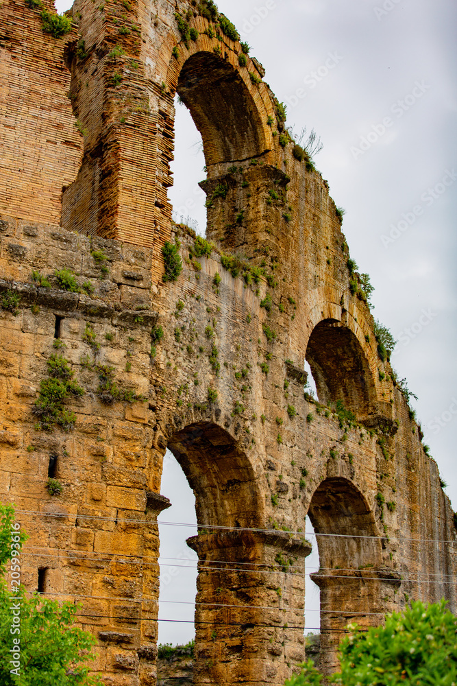 Ancient Roman aqueduct in Antalya