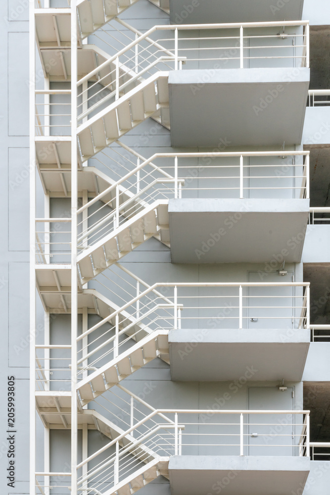 Fire escape, Fire Stairwell on the side of a building. Fire escape, Fire Stairwell on the side of a building.