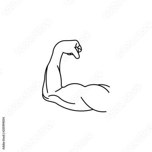 Strong muscular arms vector icon, storng hand logo