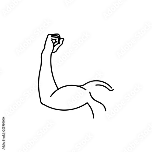 Strong muscular arms vector icon, storng hand logo