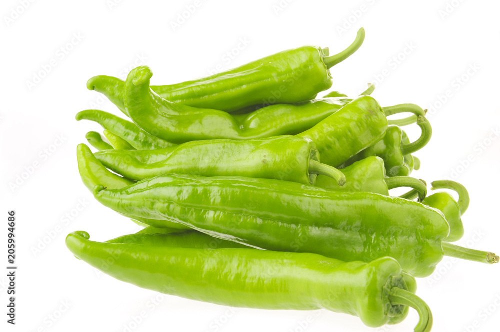 Isolated in the white background of green pepper Isolated in the white background of green pepper