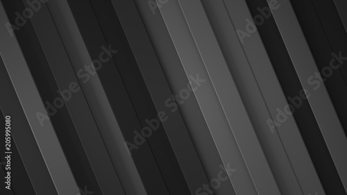 Diagonal black stripes abstract 3D rendering