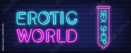Erotic world of sex shop neon sign