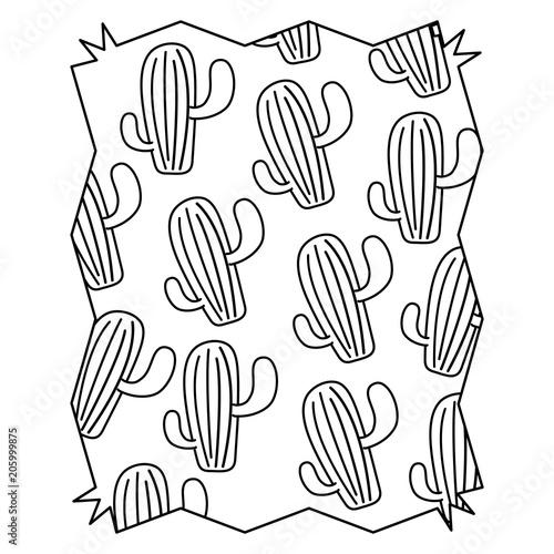 abstract frame with cactus plant pattern over white background, vector illustration © djvstock