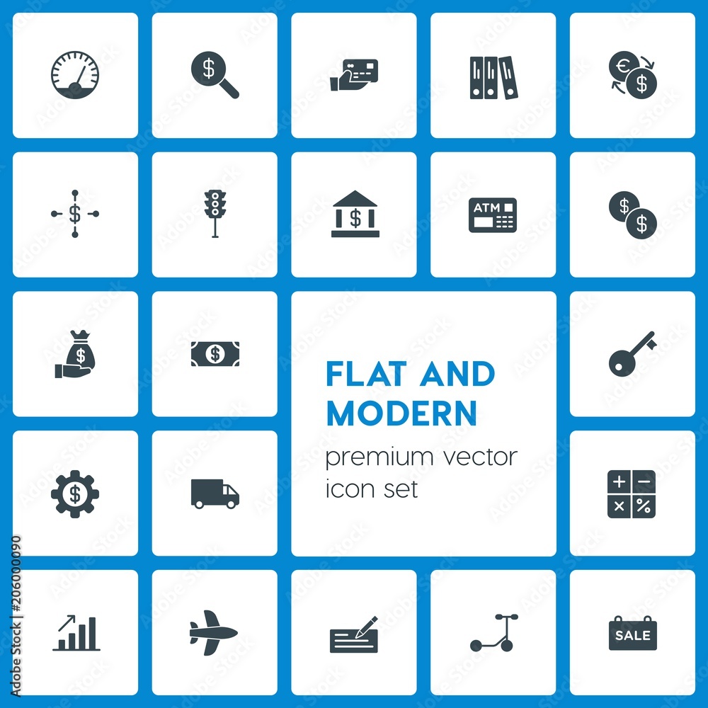 Φωτογραφία Modern Simple Set of business, transports, industry, money Vector fill Icons