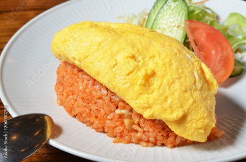 Japanese food, omurice, rice warpped egg  photo