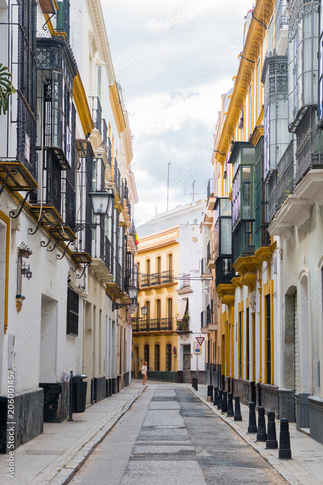 traditional houses of triana neighborhood in Seville, Spain