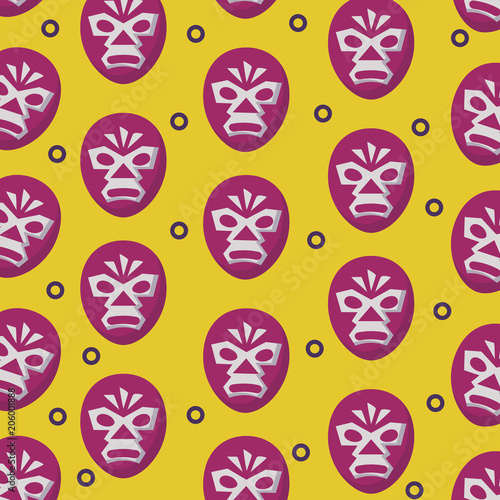 background of wrestler mask pattern, vector illustration