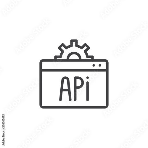 Web API outline icon. linear style sign for mobile concept and web design. Application programming interface line vector icon. Symbol, logo illustration. Vector graphics