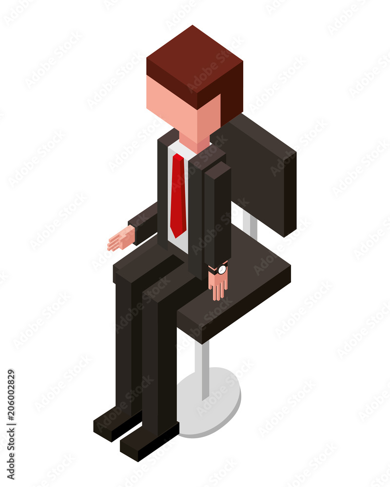 businessman in suit sitting in office chair isometric vector illustration businessman in suit sitting in office chair isometric vector illustration