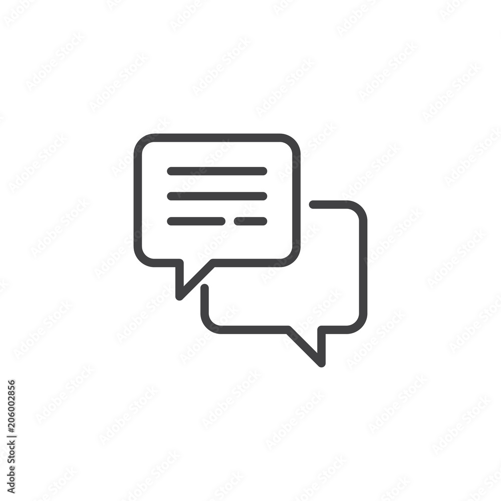 Speech bubble outline icon. linear style sign for mobile concept and web design. Comment simple line vector icon. Chat symbol, logo illustration. Pixel perfect vector graphics Speech bubble outline icon. linear style sign for mobile concept and web design. Comment simple line vector icon. Chat symbol, logo illustration. Pixel perfect vector graphics