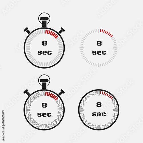 Timer 8 seconds on gray background .