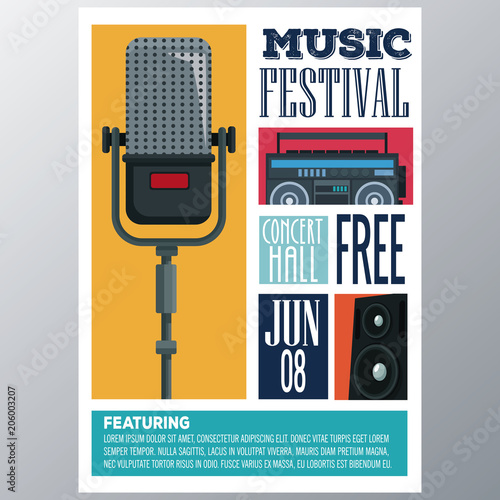 Music festival concert hall flyer vector illustration graphic design