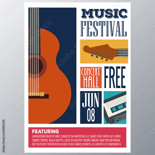 Music festival concert hall flyer vector illustration graphic design