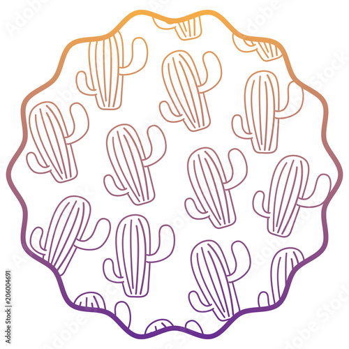 circular frame with cactus plant pattern over white background, vector illustration © djvstock