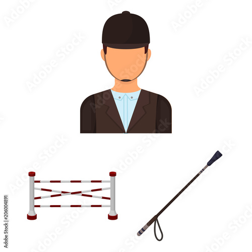 Hippodrome and horse cartoon icons in set collection for design. Horse Racing and Equipment vector symbol stock web illustration.