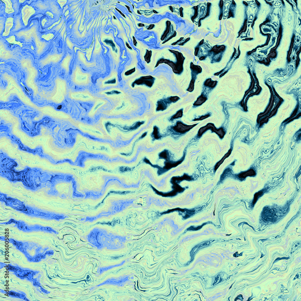 Abstract colorful chaotic blue and green wavy texture. Digital fractal art. 3D rendering. Abstract colorful chaotic blue and green wavy texture. Digital fractal art. 3D rendering.