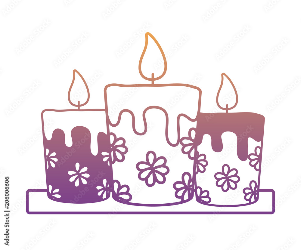 Candles with floral design over white background, vector illustration Candles with floral design over white background, vector illustration