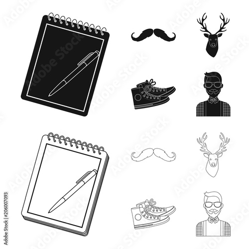 Hipster, fashion, style, subculture .Hipster style set collection icons in black,outline style vector symbol stock illustration web.