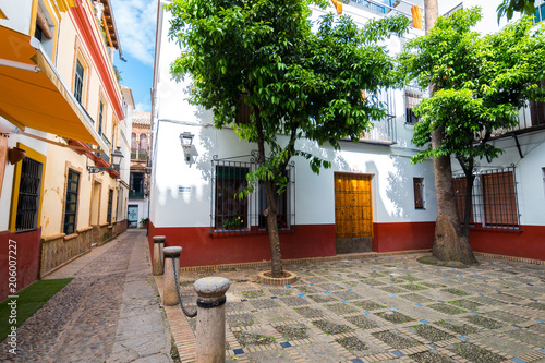traditional houses of triana neighborhood in Seville, Spain © jon_chica