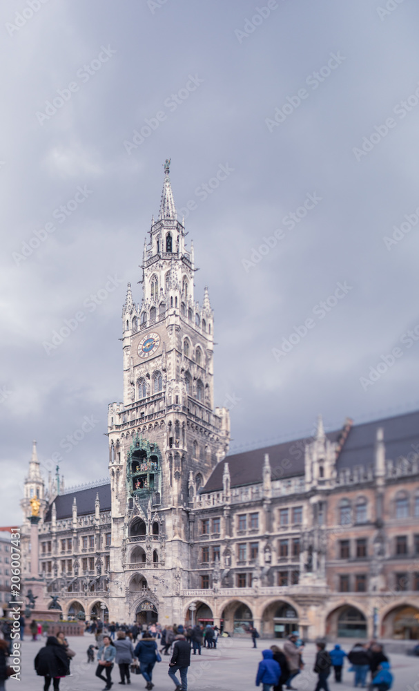 Munich town hall at the Marienpaltz, Tilt-Shift-Lens with selective sharpness