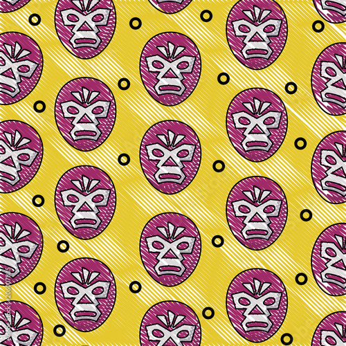 background of wrestler mask pattern, colorful design. vector illustration