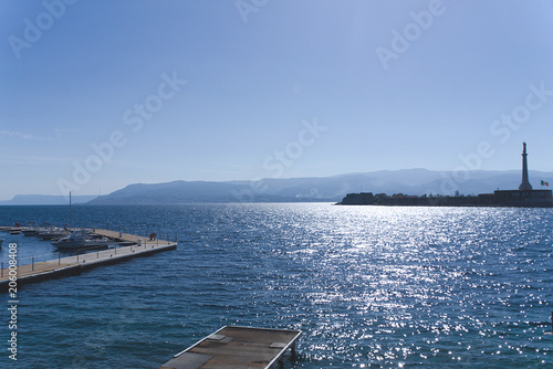 Pier for boat and Sailboats in Messina, Sicily, Italy