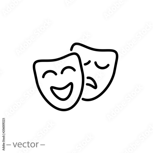 theatrical masks icon linear sign vector illustration eps10