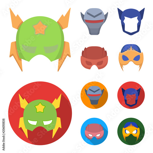 Helmet, mask on the head.Mask super hero set collection icons in cartoon,flat style vector symbol stock illustration web.