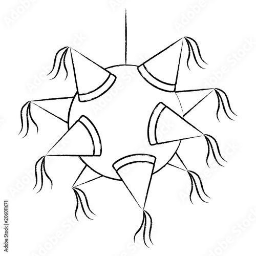 Mexican pinata icon over white background, vector illustration