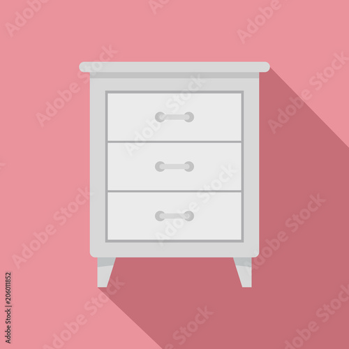 White nightstand icon. Flat illustration of white nightstand vector icon for web design