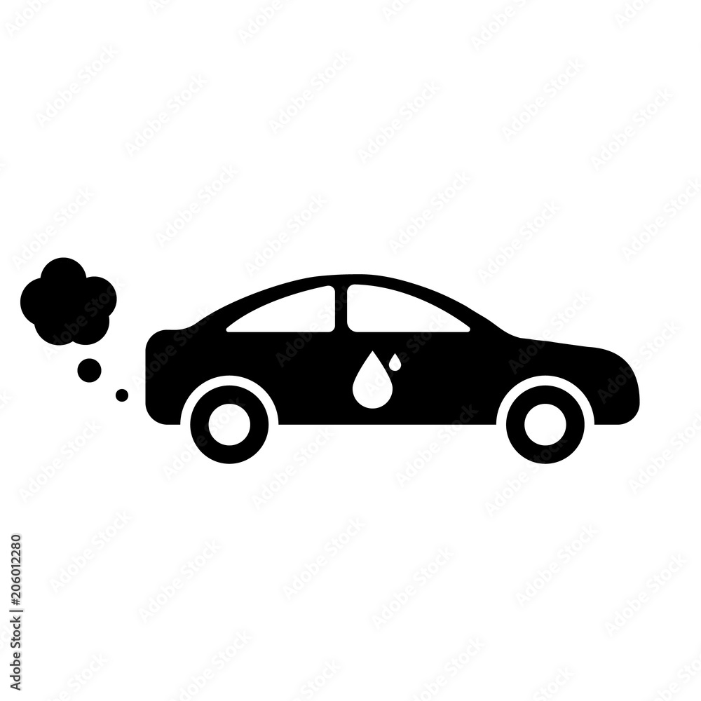 Fototapeta premium Car icon. Air pollution. Flat design on white background