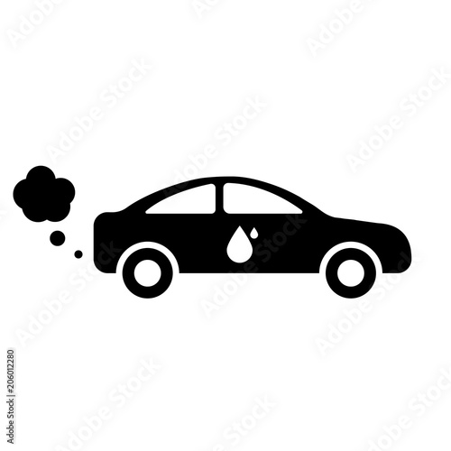 Car icon. Air pollution. Flat design on white background