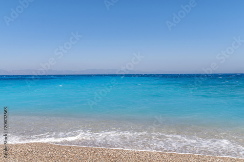 Beauty summer turquoise harmony sea gentle waves at the coast