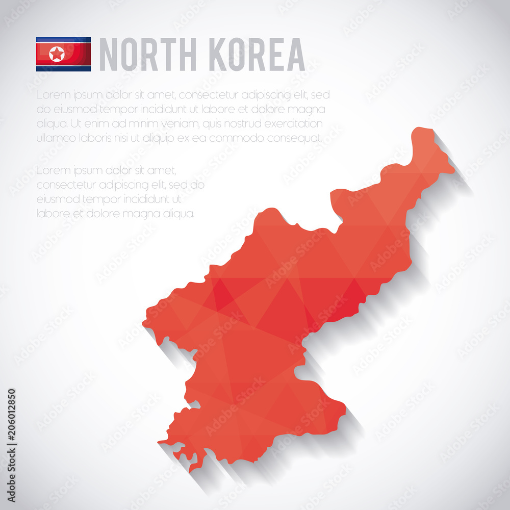 infographic with north korea map icon over white background, vector illustration