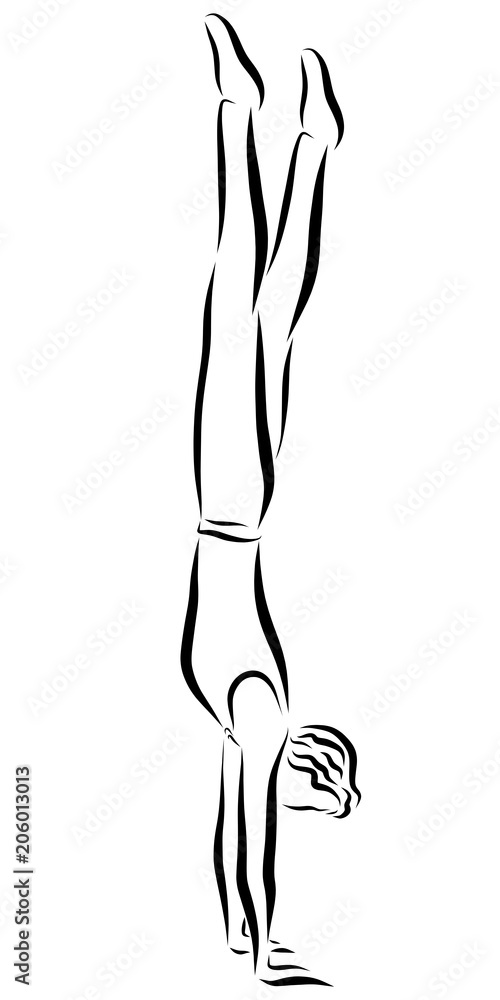 Man in sports clothes, walks on hands Man in sports clothes, walks on hands