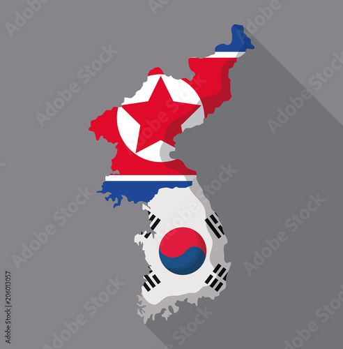 north korea map over gray background, vector illustration