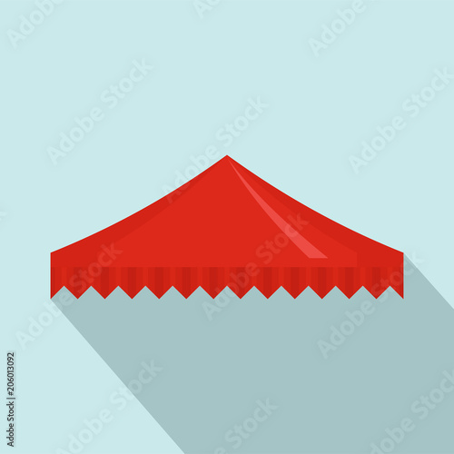 Red flag tent icon. Flat illustration of red flag tent vector icon for web design