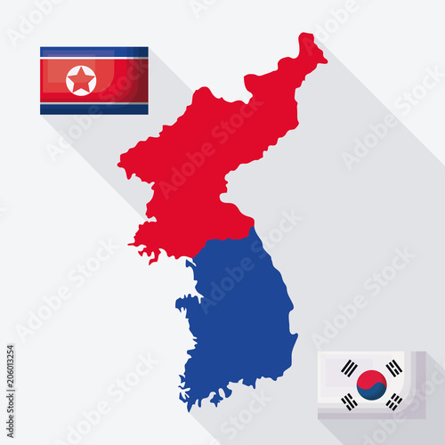 north korea map over white  background, colorful design. vector illustration