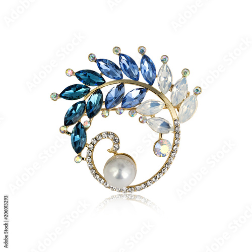 Diamond brooch isolated on white