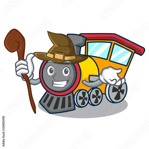 Witch train mascot cartoon style